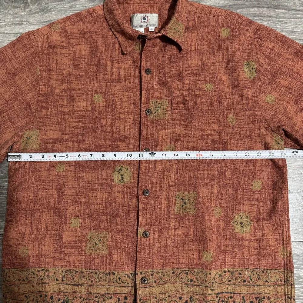 The‎ Territory Ahead Mens Cotton XL Short Sleeve Button Up Tribal Print Orange